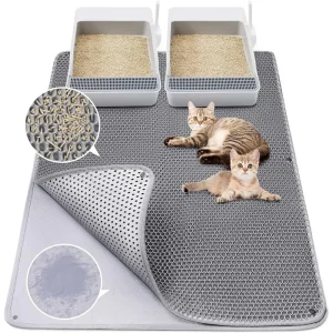 Cat Litter Mat, Fostanfly 45"x 27"Kitty Litter Trapping Mat, Washable Extra Large XL Honeycomb Double