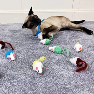 Cat Mouse Toys for Indoor Cats 12PCS 5 Color Variety Interactive Cat Toy Mice Cat Toy Mouse for Cats Fur Mouse Kitten Toy Mice