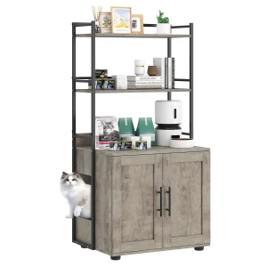 Cat Litter Box Enclosure with Shelf Storage - Versatile Cat Furniture, Enclosed Cat Sanctuary, Enhanced Privacy