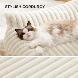 Cute Cat Couch for Pets Fluffy Dog Bed Small Medium Size Dog with Premium Soft Corduroy Fleece Pet Sofa