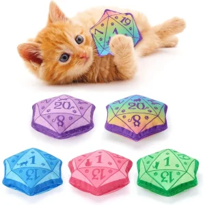 D20 Dice Catnip Toy DND Interactive Cat Toy Gifts for Role Playing Tabletop Game Soft Plush Funny Cute Kitten Teething Chew Pet